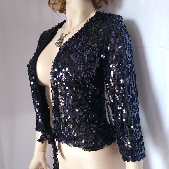 Nwt TRAVELERS By CHICO'S Sequin Tie Closure Top 0 - Picture 3 of 7